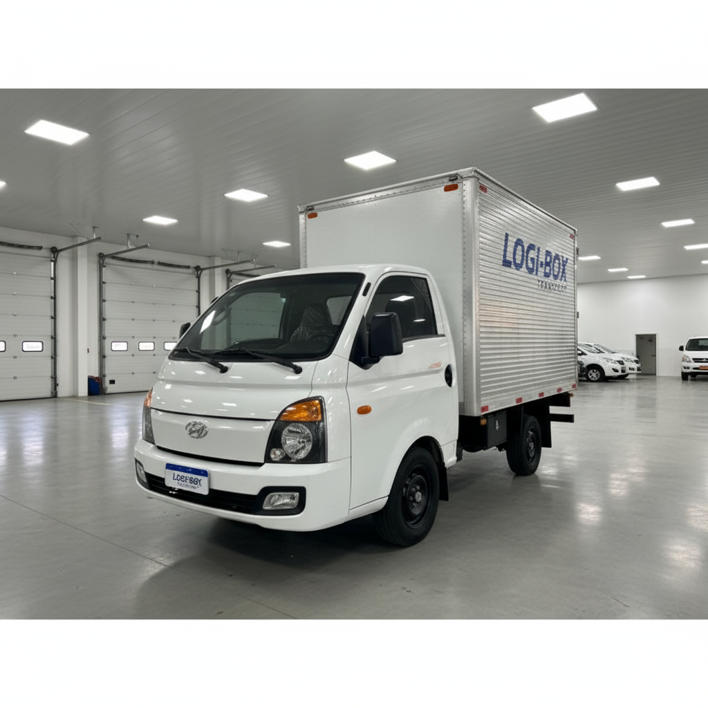 Caminhão Hyundai HR branco, parceiro para carretos maiores, estacionado e pronto para o serviço.